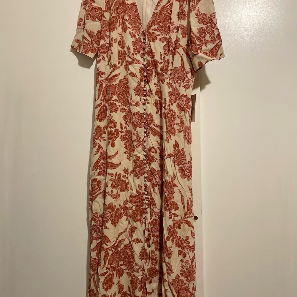 Bohme Floral Midi Dress in Rust